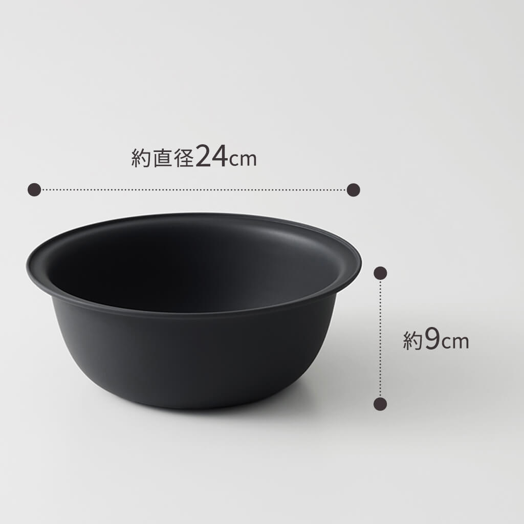 ボウルの公式寸法。約直径24×高さ9cmです。