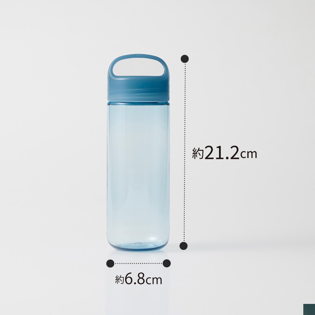 メーカー寸法図。高さ約21.2cm・直径約6.8cmの500mLボトルです。