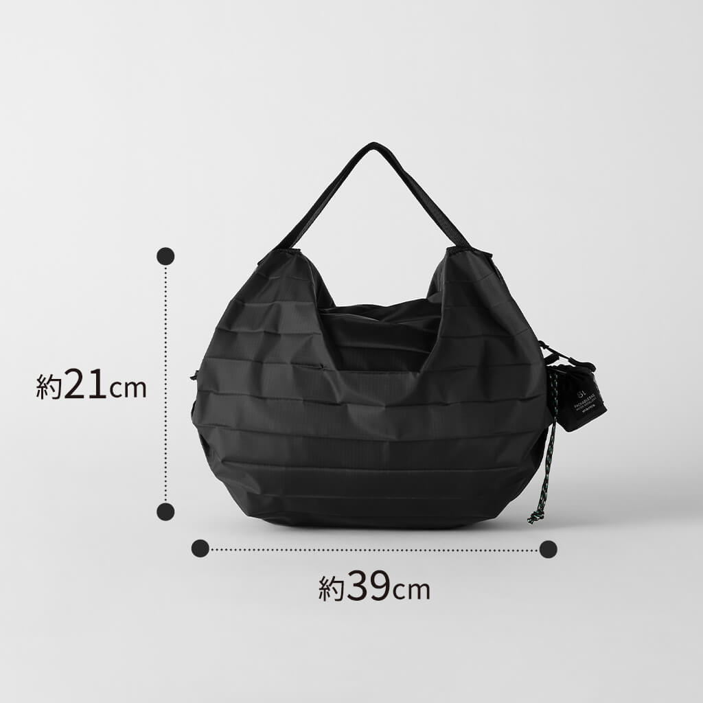 ブラック8Lの公式使用寸法図。幅約39×袋本体高さ21cmです。