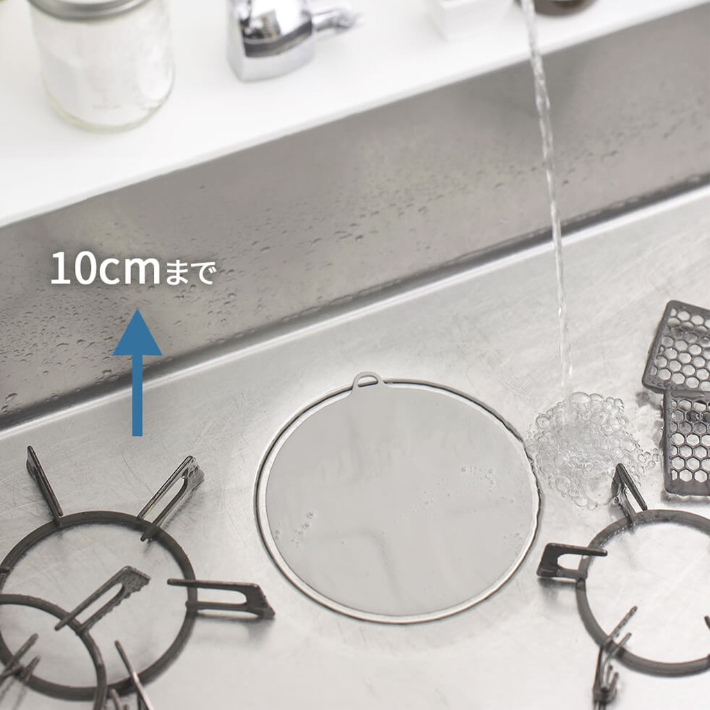 水位10cmまでという条件を示したメーカー使用図です。